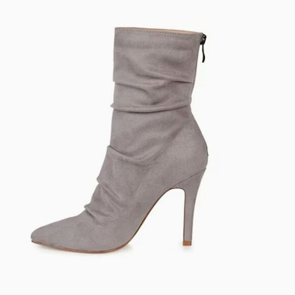 Journee Shoes - New Journee Markie Gray Suede Slouch Stiletto Heel Boots Sz 10